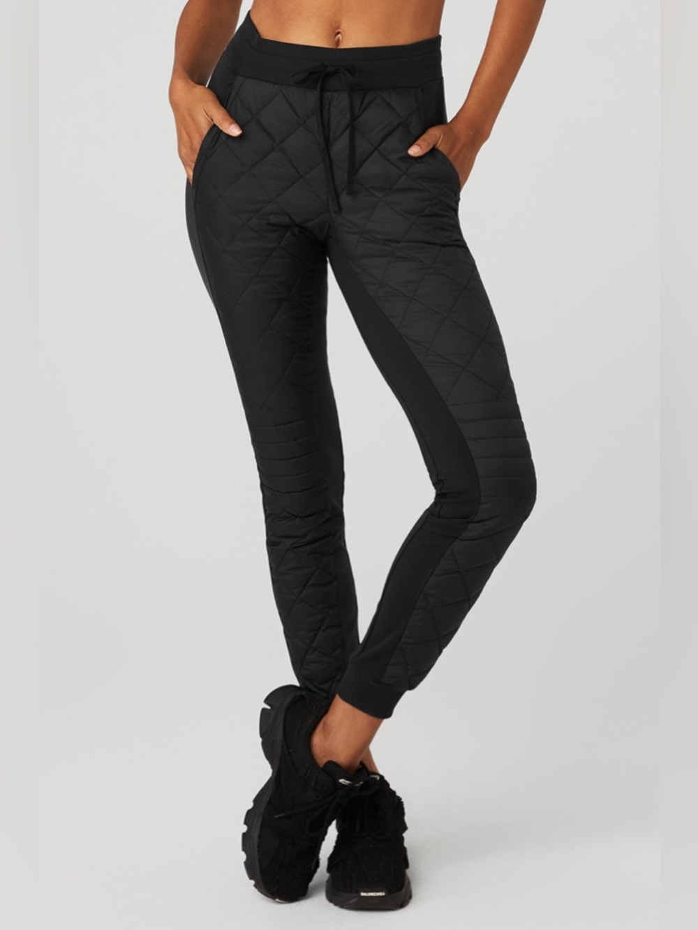 ALO YOGA Airbrush Winter Warm High-Waist Moto Puffer Pants - Black Size S